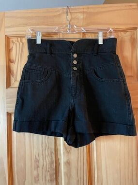 Hollister Black High-Waist Triple-Button Shorts